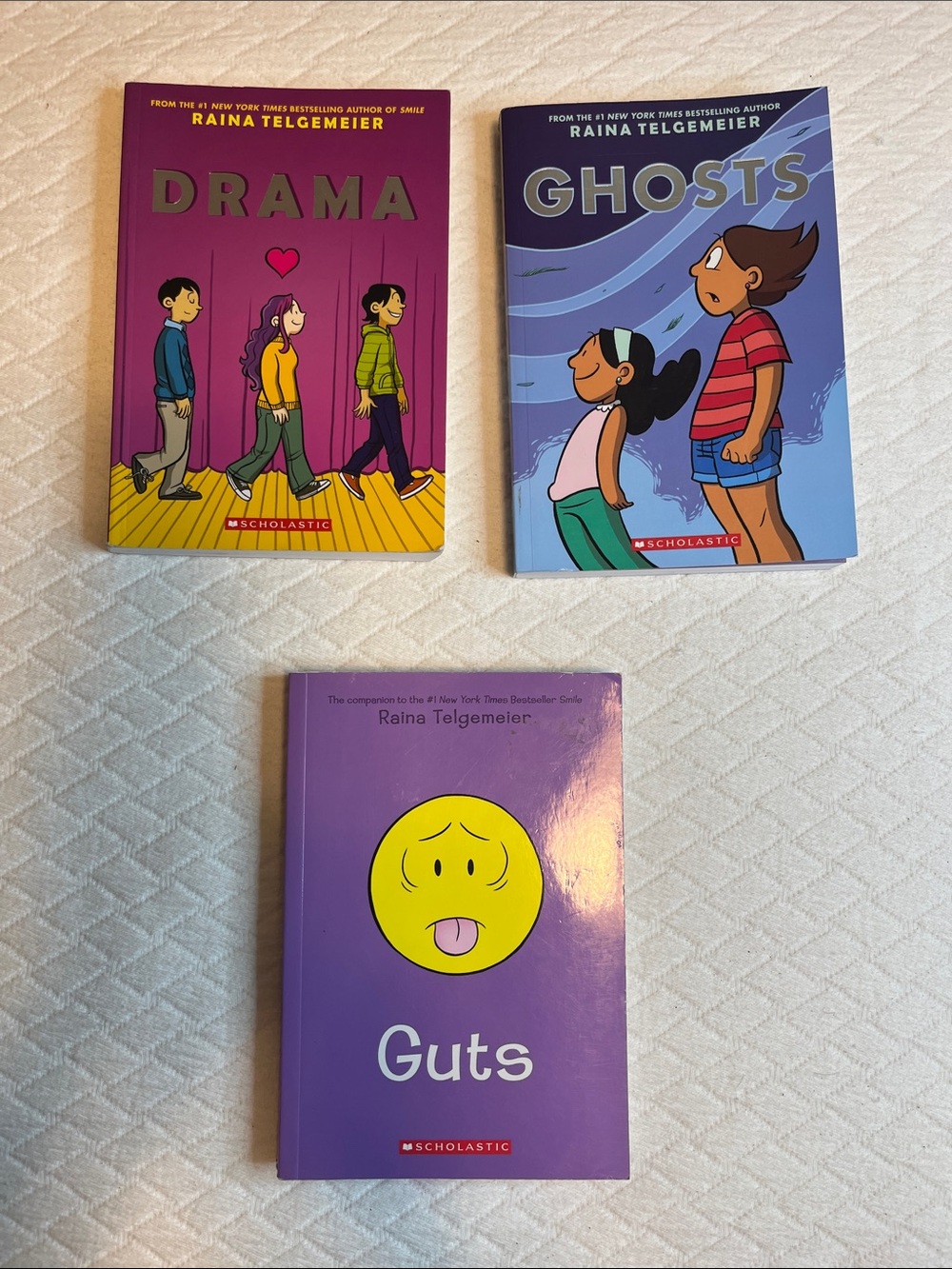 Guts, Drama, Ghosts Scholastic Raina Telgemeier Kids Graphic Novels Set of 3